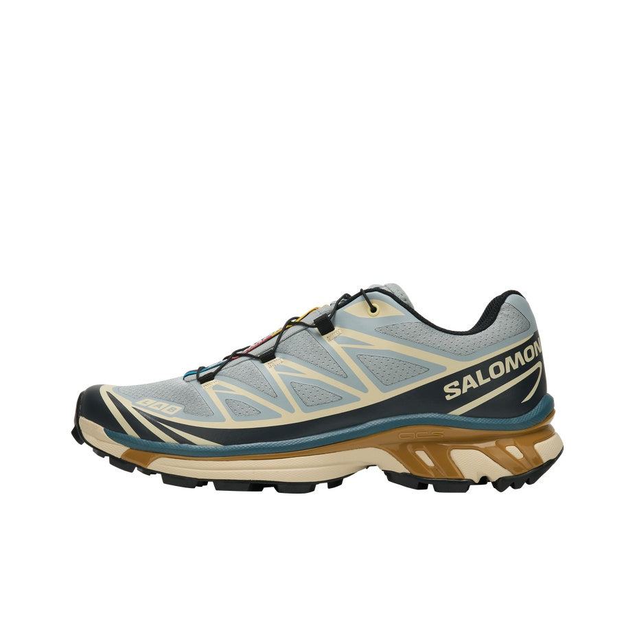 SALOMON XT-6 RECUT Retro Outdoor Low-Top Shoes – Unisex Sand Grey / Cumin Yellow / Misty Blue | SKU: L49258100