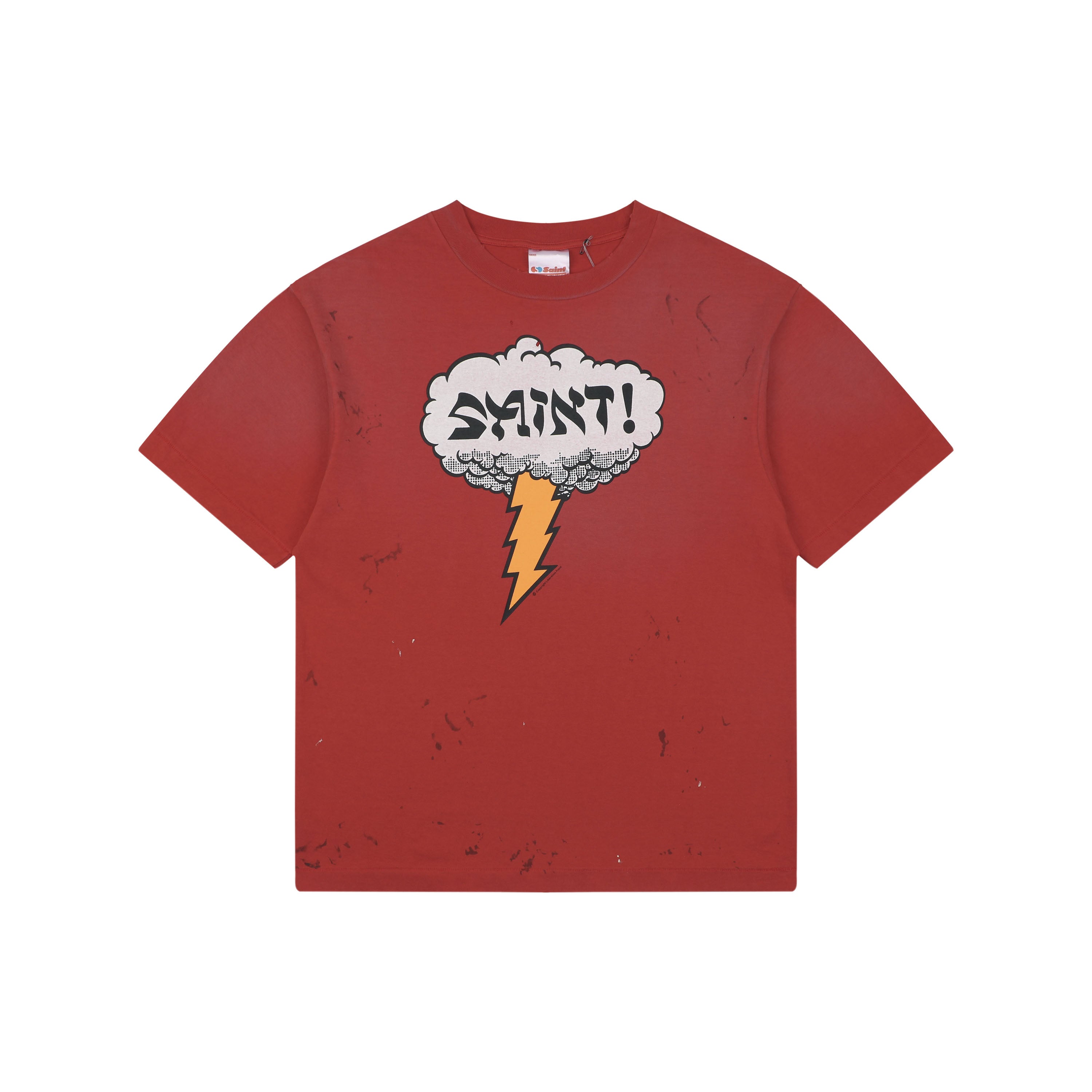 Saint Michael Cloud Lightning Letter Print Short Sleeve Tee