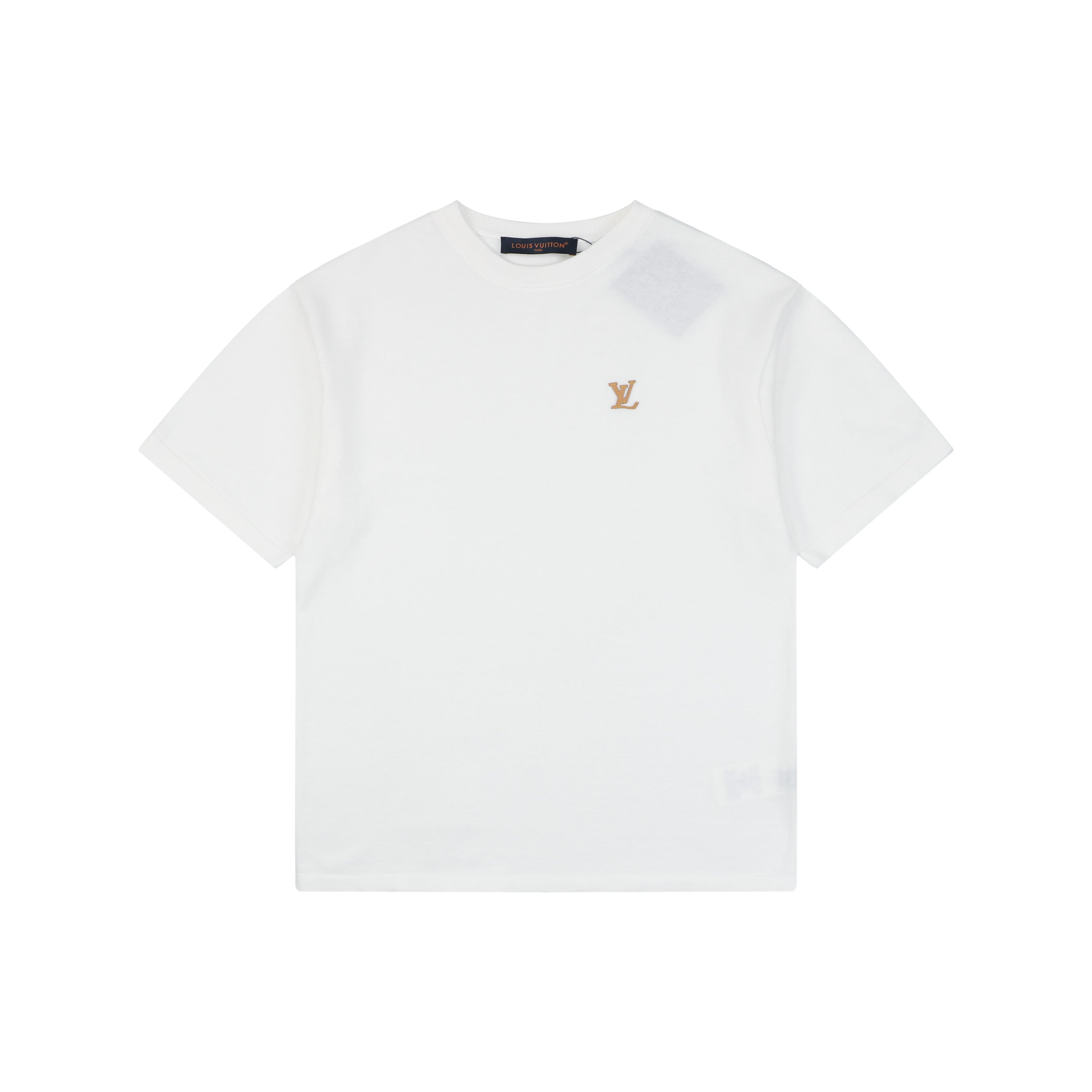 Louis Vuitton LV Gold Logo Jacquard Short Sleeve Tee - White