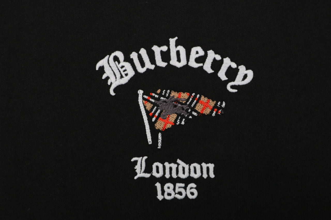 Burberry Check Flag Embroidered Short Sleeve Tee