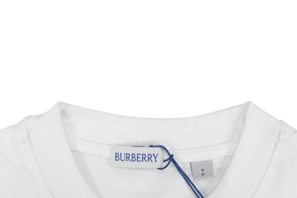 Burberry Check Flag Embroidered Short Sleeve Tee - White