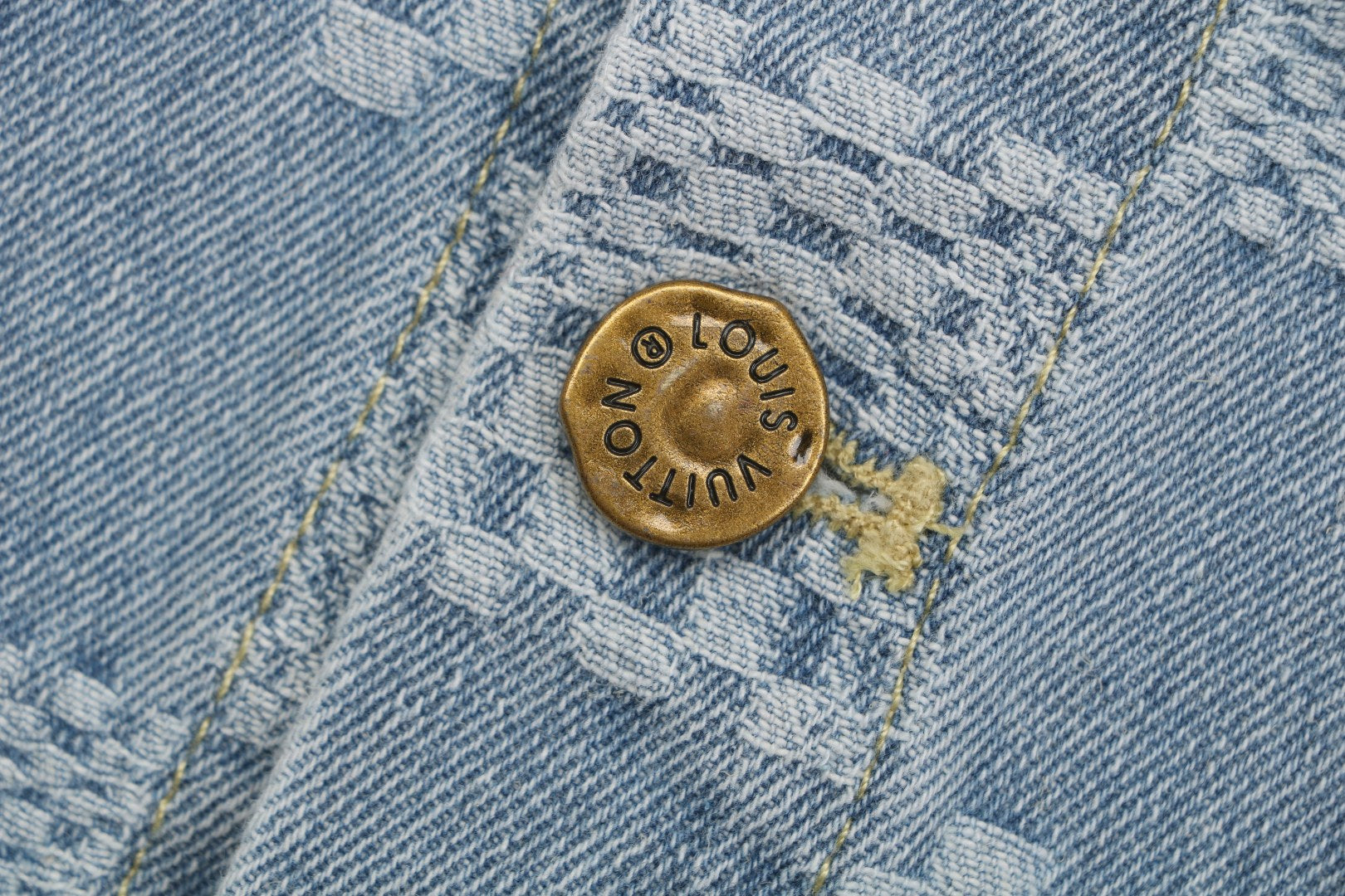 Louis Vuitton Light Blue Checkerboard Denim Short Sleeve Shirt