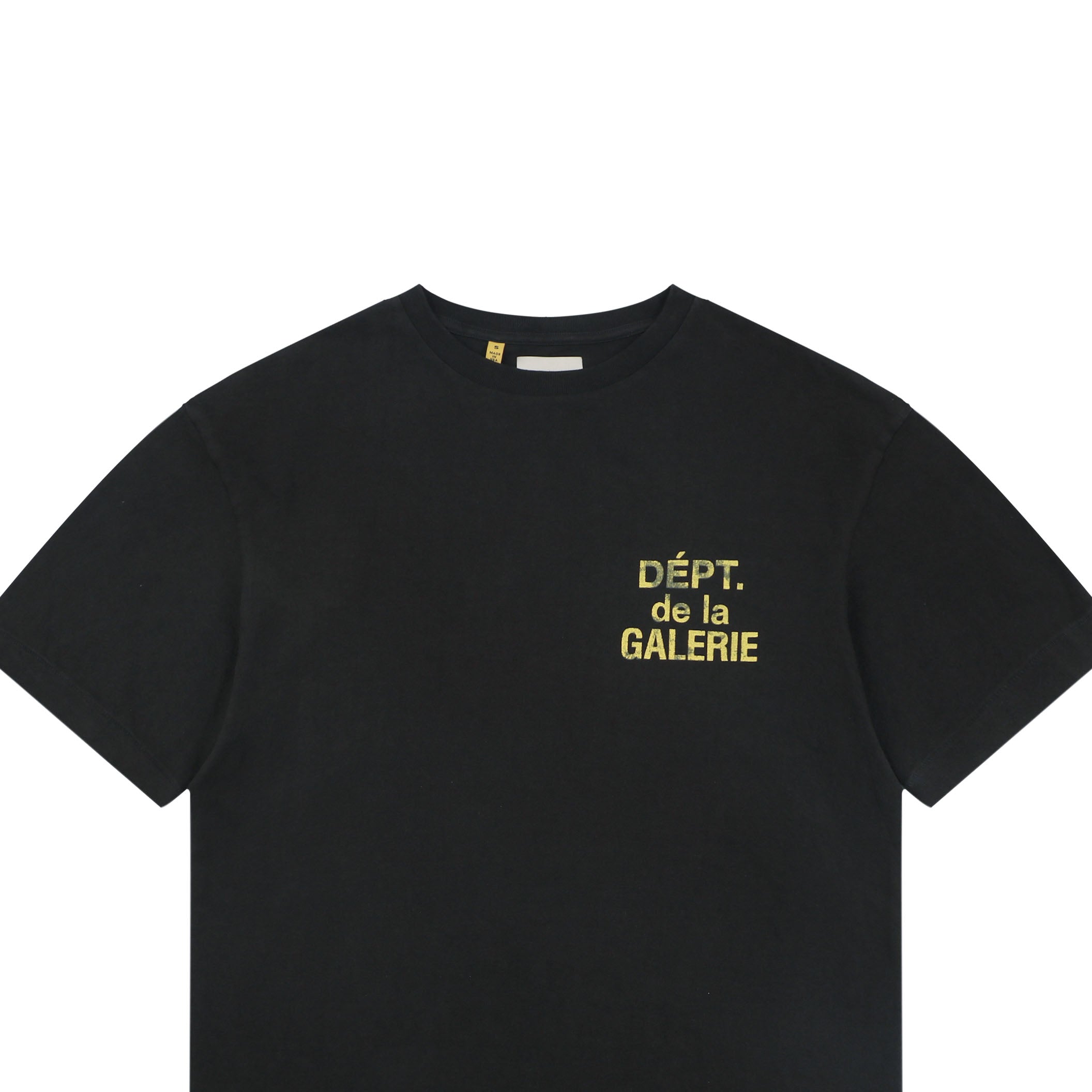 Gallery Dept. Front & Back Distressed Yellow French Print Short Sleeve Tee