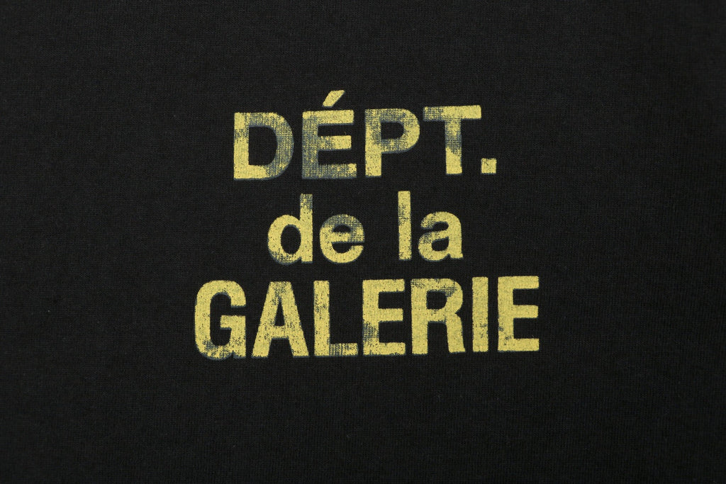 Gallery Dept. Front & Back Distressed Yellow French Print Short Sleeve Tee