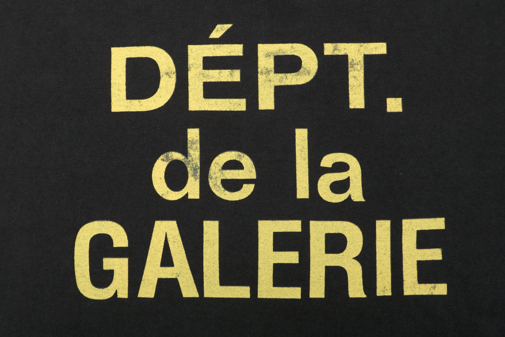 Gallery Dept. Front & Back Distressed Yellow French Print Short Sleeve Tee