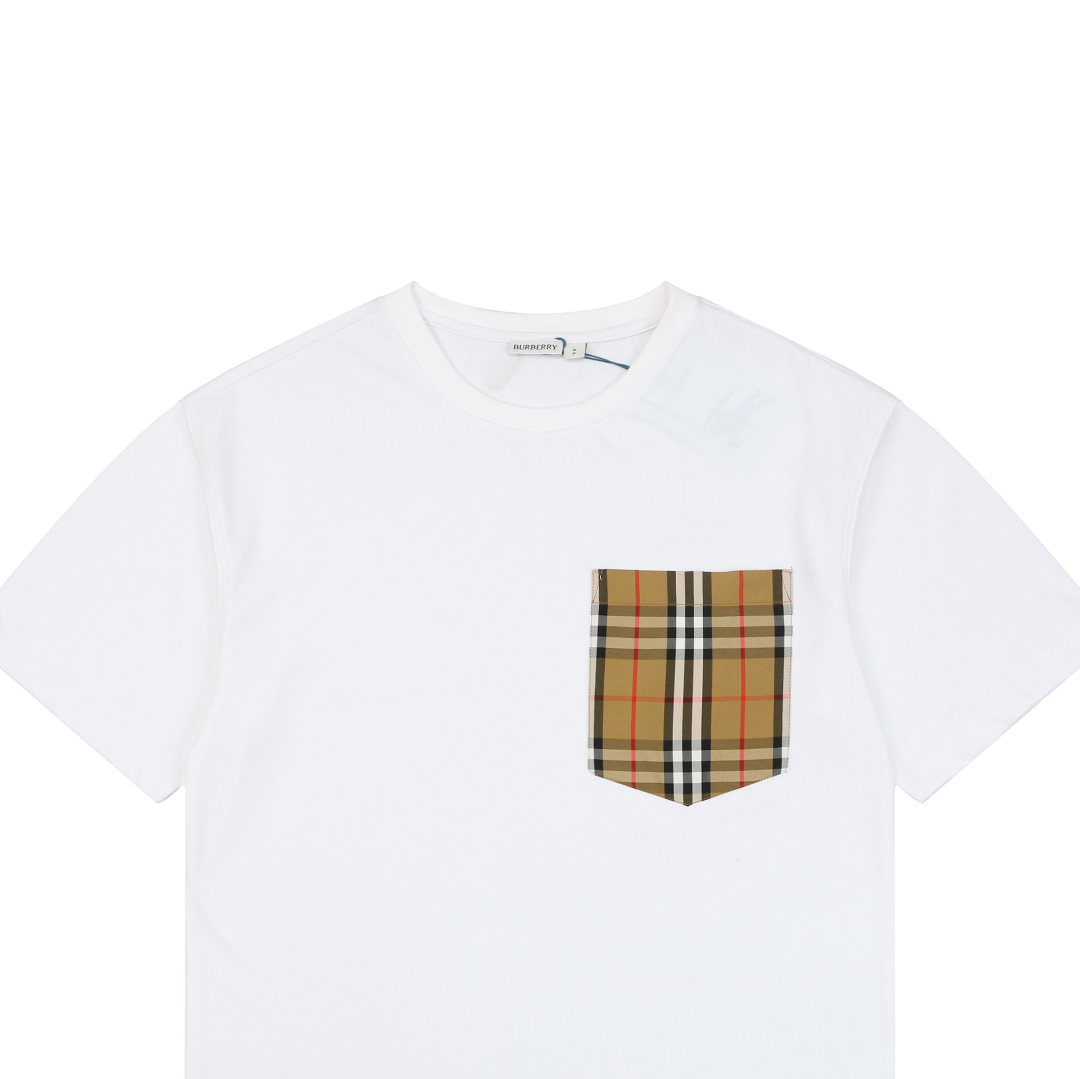 Burberry White Large Check Pocket Short Sleeve Tee