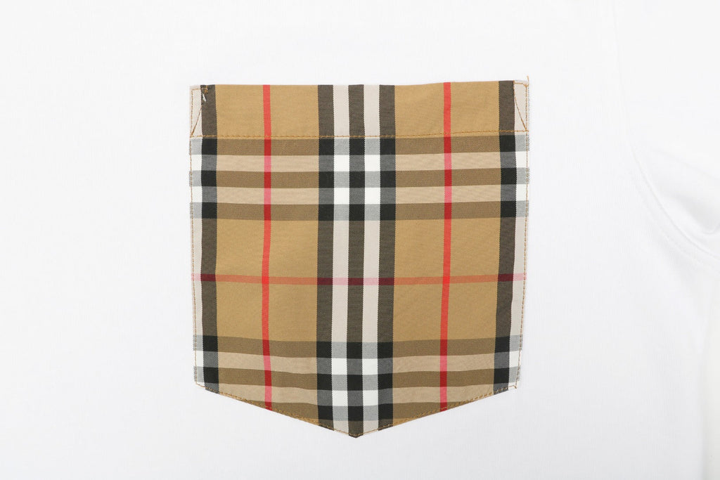 Burberry White Large Check Pocket Short Sleeve Tee