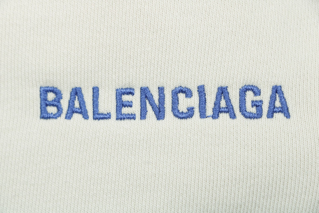 Balenciaga Small Logo Paris Lettering Embroidered Shorts — Cream