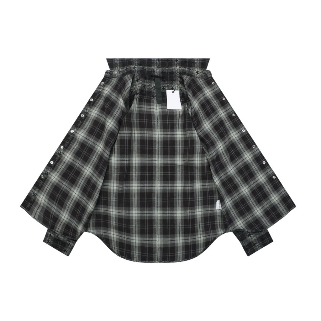 Chrome Hearts All-Over Plaid Cross Long Sleeve Shirt — Black / Grey / Green