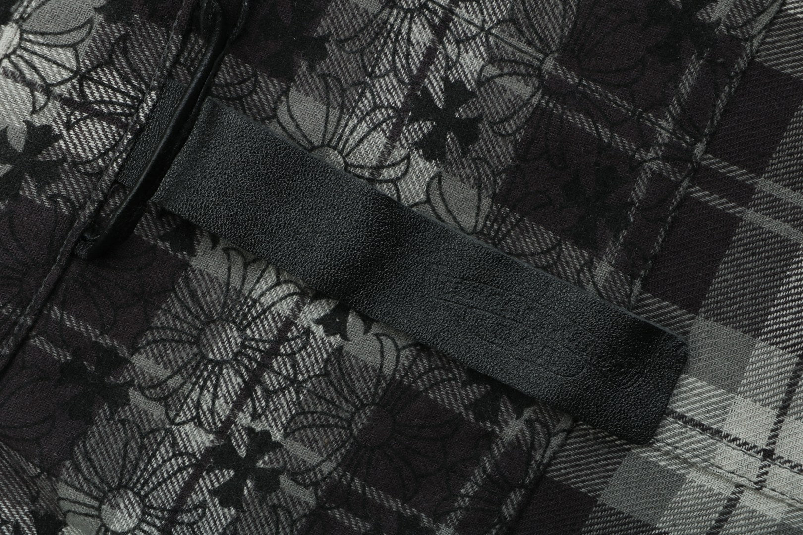Chrome Hearts All-Over Plaid Cross Long Sleeve Shirt — Black / Grey / Green