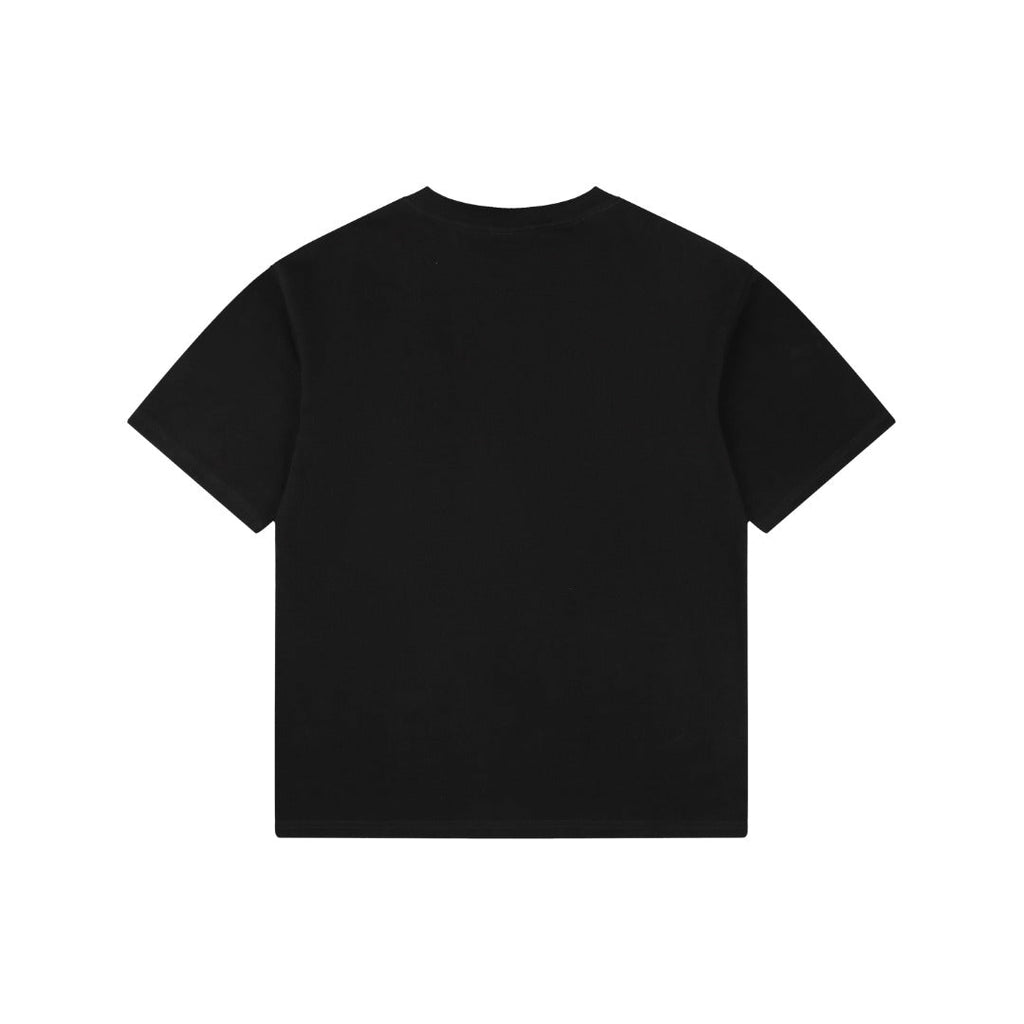 Balenciaga Grey Ring Letter Embroidered Short Sleeve Tee — Black