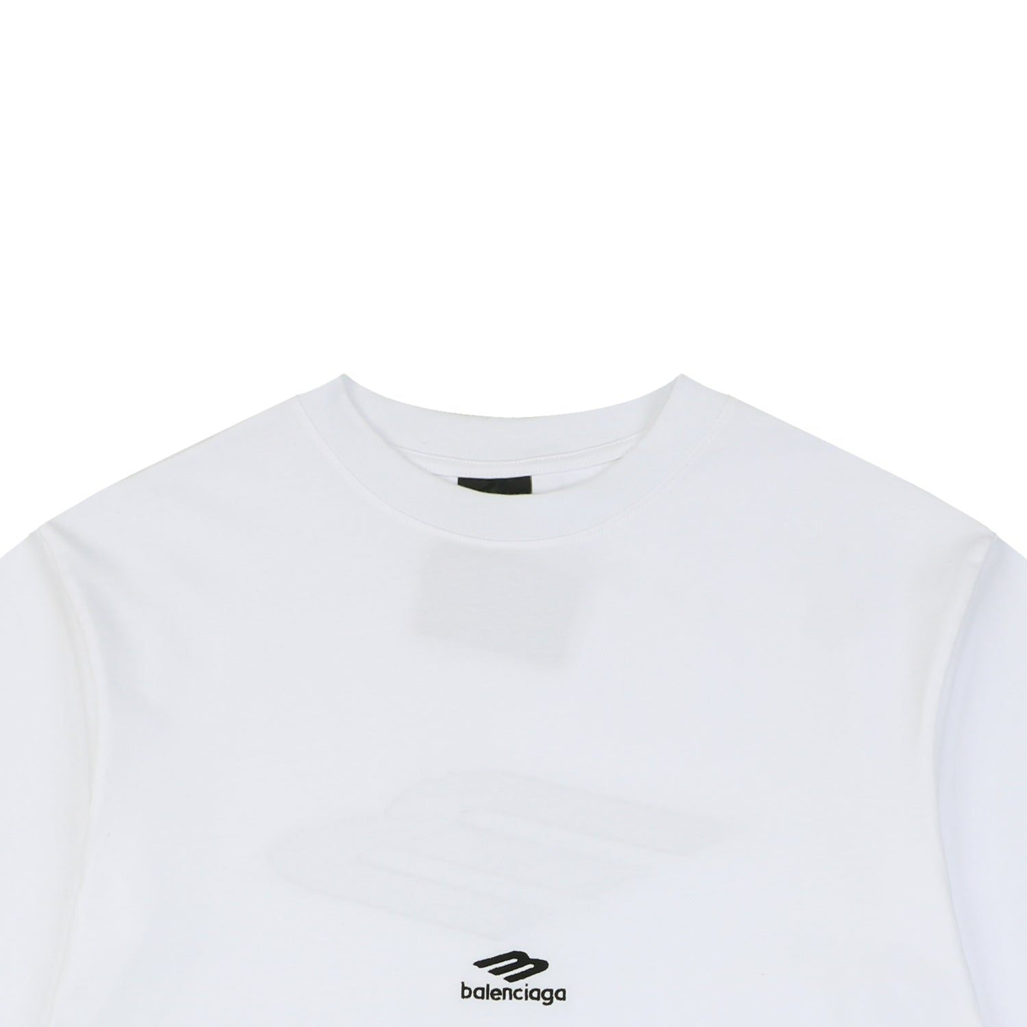 Balenciaga Back Large 3B Letter Embroidered Short Sleeve Tee — White
