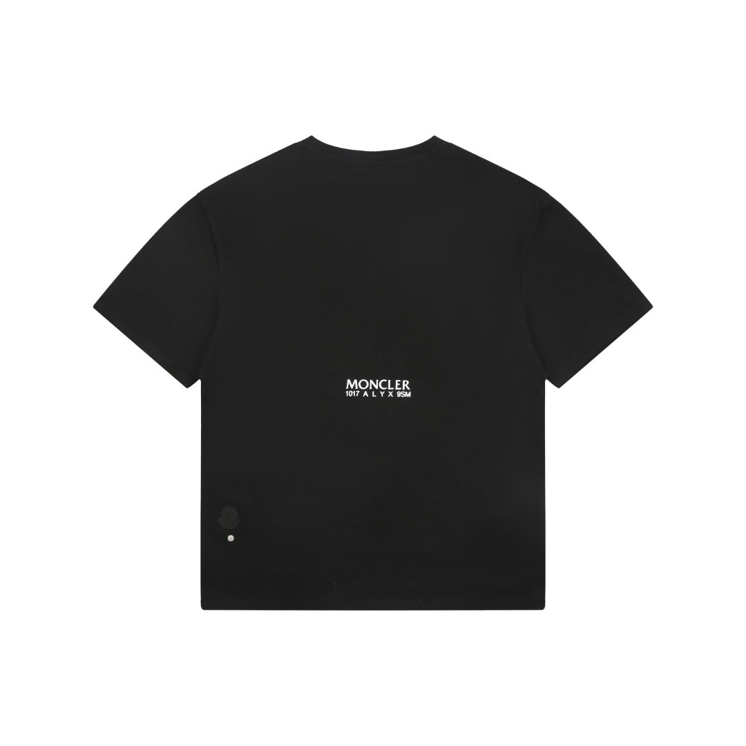 Moncler × 1017 ALYX 9SM Shield Trident Logo Print Short Sleeve Tee — Black