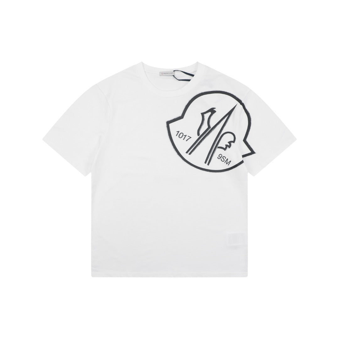 Moncler × 1017 ALYX 9SM Shield Trident Logo Print Short Sleeve Tee — White