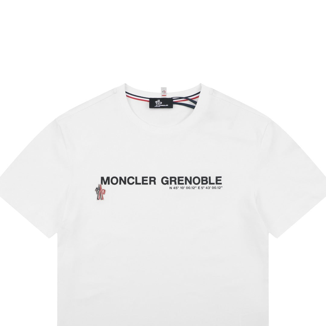 Moncler Grenoble Coordinate Letter Print Short Sleeve Tee — White