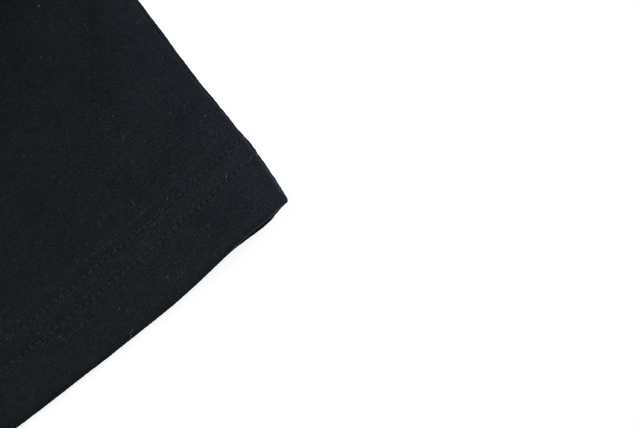 Prada Vertical Letter Triangle Logo Short Sleeve Tee — Black