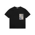 Burberry Vintage Check Pocket Blue Equestrian Knight Short Sleeve Tee — Black